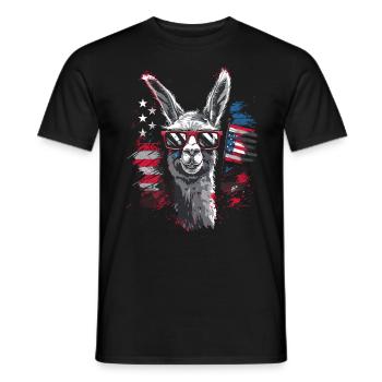 Coole Amerika Llama Sonnenbrille Patriotisch - Männer T-Shirt - Schwarz - Vorne - AI Model Male 178 light (178cm)