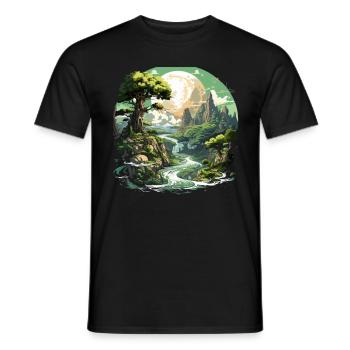 Von der Natur inspirierte landschaftliche Kunst - Männer T-Shirt - Schwarz - Vorne - AI Model Male 178 light (178cm)
