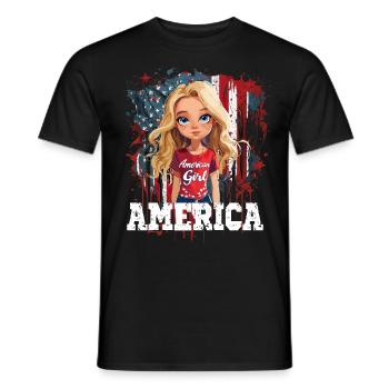 Patriotisches Amerikanisches Mädchen USA für - Männer T-Shirt - Schwarz - Vorne - AI Model Male 178 light (178cm)