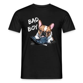 Französische Bulldogge zerkautem Schuh für - Männer T-Shirt - Schwarz - Vorne - AI Model Male 178 light (178cm)