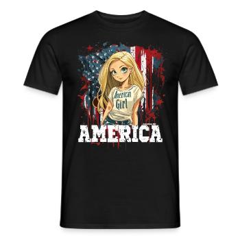 Patriotisches Amerikanisches Mädchen USA für - Männer T-Shirt - Schwarz - Vorne - AI Model Male 178 light (178cm)