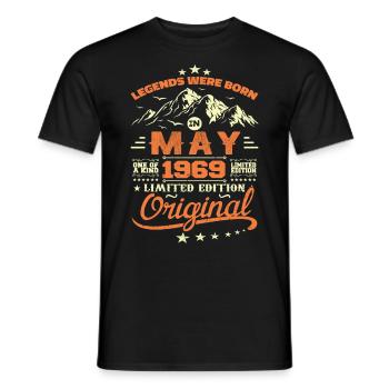 Mai 1969 Vintage Nées En Mai 1969 Anniversaire Mai - T-shirt homme - noir - Devant - AI Model Male 178 light (178cm)