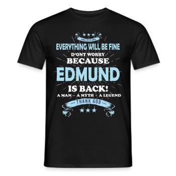 Tout va bien se passer, parce qu’Edmund est là - T-shirt homme - noir - Devant - AI Model Male 178 light (178cm)