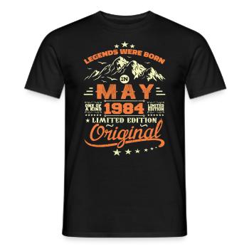 Mai 1984 Vintage Nées En Mai 1984 Anniversaire Mai - T-shirt homme - noir - Devant - AI Model Male 178 light (178cm)