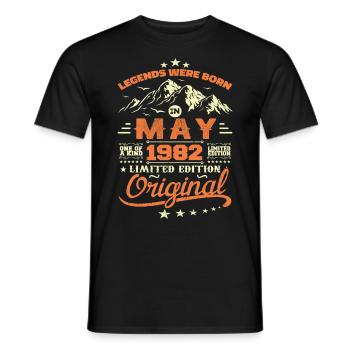 Mai 1982 Vintage Nées En Mai 1982 Anniversaire Mai - T-shirt homme - noir - Devant - AI Model Male 178 light (178cm)