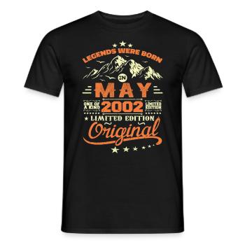 Mai 2002 Vintage Nées En Mai 2002 Anniversaire Mai - T-shirt homme - noir - Devant - AI Model Male 178 light (178cm)