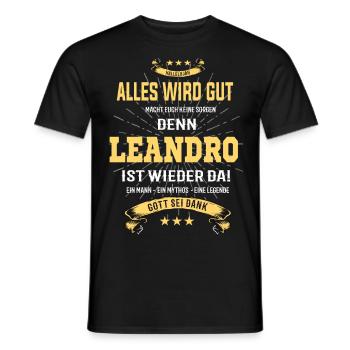 Tout va bien se passer, car Leandro est là - T-shirt homme - noir - Devant - AI Model Male 178 light (178cm)