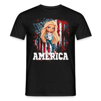 Patriotisches Amerikanisches Mädchen USA für - Männer T-Shirt - Schwarz - Vorne - AI Model Male 178 light (178cm)