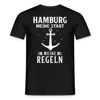 Hambourg Ville hanséatique Allemagne du Nord Bas-allemand - T-shirt homme - noir - Devant - AI Model Male 178 light (178cm)
