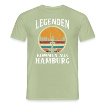 Hamburg Hansestadt Norddeutsch Plattdeutsch - Männer T-Shirt - Sage - Vorne - AI Model Male 178 light (178cm)