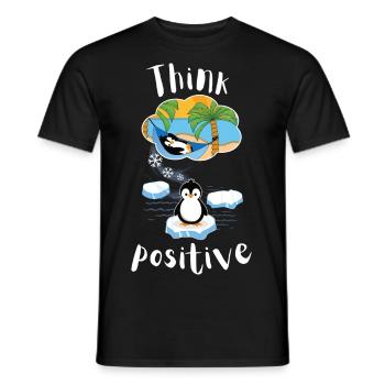Think positive motivation relax penguin on the beach - Men's T-Shirt - black - Front - AI Model Male 178 light (178cm)