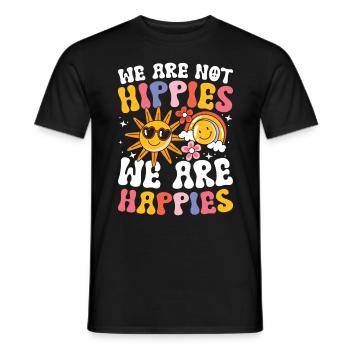 We Are Not Hippies We Are Happies für einen - Männer T-Shirt - Schwarz - Vorne - AI Model Male 178 light (178cm)