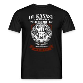 Viking Tshirt Viking Valhalla Valhalla God Odin - Men's T-Shirt - black - Front - AI Model Male 178 light (178cm)