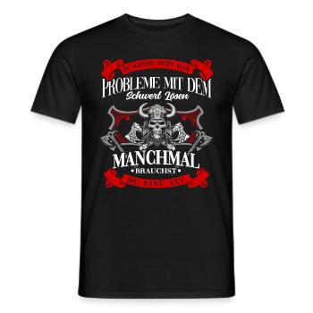 Viking Tshirt Viking Valhalla Valhalla God Odin - Men's T-Shirt - black - Front - AI Model Male 178 light (178cm)
