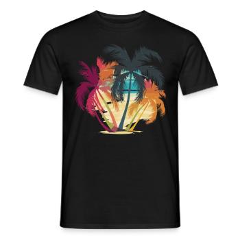 Coole Palme Tropische Strand-Vibes für - Männer T-Shirt - Schwarz - Vorne - AI Model Male 178 light (178cm)