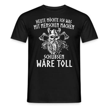 Viking Tshirt Viking Valhalla Valhalla God Odin - Men's T-Shirt - black - Front - AI Model Male 178 light (178cm)
