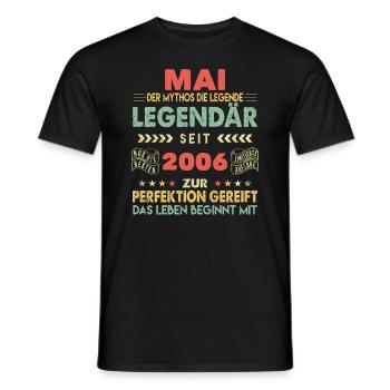 18e anniversaire mai millésime 2006 idée cadeau - T-shirt homme - noir - Devant - AI Model Male 178 light (178cm)