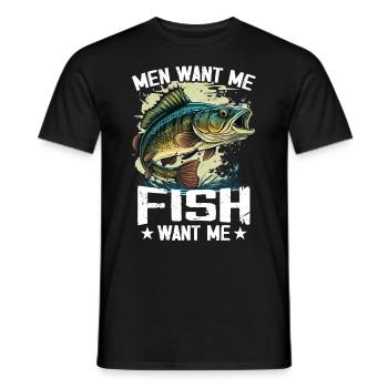 Männer wollen mich Fisch Angst mich T-Shirts Angeln - Männer T-Shirt - Schwarz - Vorne - AI Model Male 178 light (178cm)