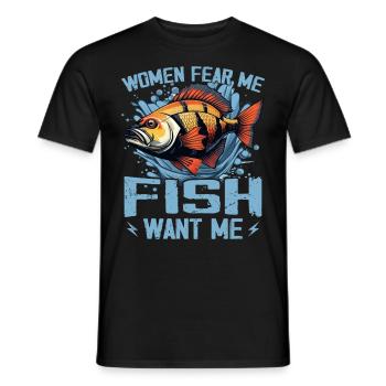 Frauen fürchten mich Fische Wollen Mich Lustiges Angeln - Männer T-Shirt - Schwarz - Vorne - AI Model Male 178 light (178cm)
