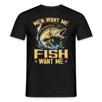 Männer wollen mich Fisch Angst mich T-Shirts Angeln - Männer T-Shirt - Schwarz - Vorne - AI Model Male 178 light (178cm)