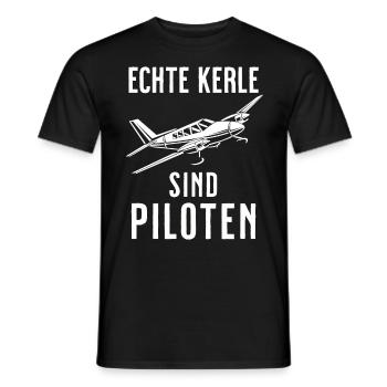 Airplane Tshirt Men's Helicopter Pilot Airplane - Men's T-Shirt - black - Front - AI Model Male 178 light (178cm)