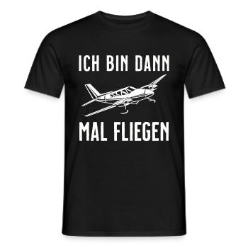 Airplane Tshirt Men's Helicopter Pilot Airplane - Men's T-Shirt - black - Front - AI Model Male 178 light (178cm)