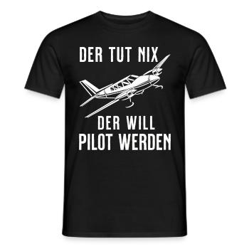 Airplane Tshirt Men's Helicopter Pilot Airplane - Men's T-Shirt - black - Front - AI Model Male 178 light (178cm)