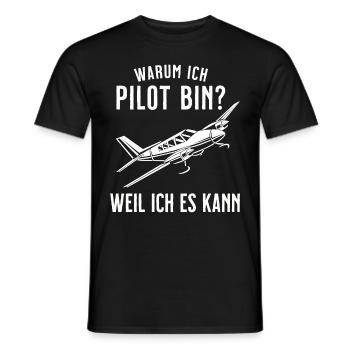 Airplane Tshirt Men's Helicopter Pilot Airplane - Men's T-Shirt - black - Front - AI Model Male 178 light (178cm)
