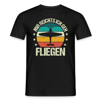 Airplane Tshirt Men's Helicopter Pilot Airplane - Men's T-Shirt - black - Front - AI Model Male 178 light (178cm)