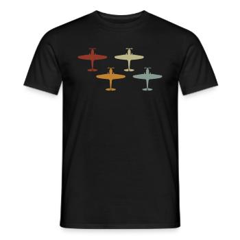 Airplane Tshirt Men's Helicopter Pilot Airplane - Men's T-Shirt - black - Front - AI Model Male 178 light (178cm)
