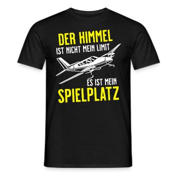 Airplane Tshirt Men's Helicopter Pilot Airplane - Men's T-Shirt - black - Front - AI Model Male 178 light (178cm)