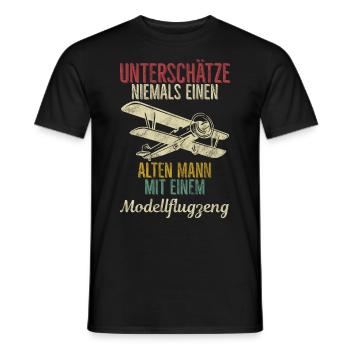 Airplane Tshirt Men's Helicopter Pilot Airplane - Men's T-Shirt - black - Front - AI Model Male 178 light (178cm)