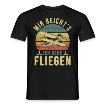 Airplane Tshirt Men's Helicopter Pilot Airplane - Men's T-Shirt - black - Front - AI Model Male 178 light (178cm)