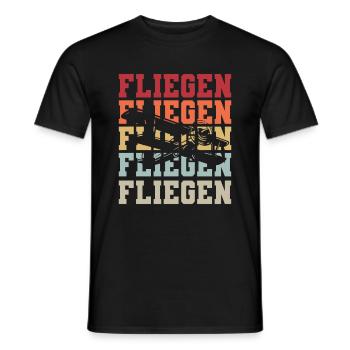 Airplane Tshirt Men's Helicopter Pilot Airplane - Men's T-Shirt - black - Front - AI Model Male 178 light (178cm)