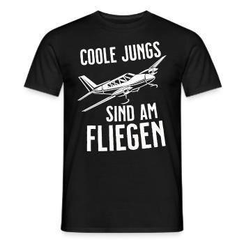 Airplane Tshirt Men's Helicopter Pilot Airplane - Men's T-Shirt - black - Front - AI Model Male 178 light (178cm)