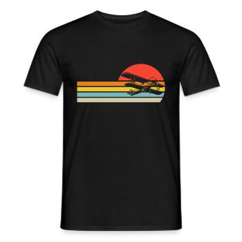 Airplane Tshirt Men's Helicopter Pilot Airplane - Men's T-Shirt - black - Front - AI Model Male 178 light (178cm)