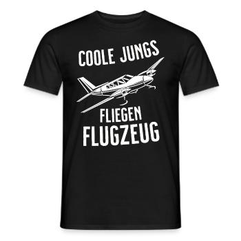 Airplane Tshirt Men's Helicopter Pilot Airplane - Men's T-Shirt - black - Front - AI Model Male 178 light (178cm)