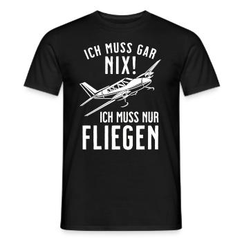 Airplane Tshirt Men's Helicopter Pilot Airplane - Men's T-Shirt - black - Front - AI Model Male 178 light (178cm)