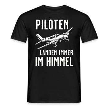 Airplane Tshirt Men's Helicopter Pilot Airplane - Men's T-Shirt - black - Front - AI Model Male 178 light (178cm)