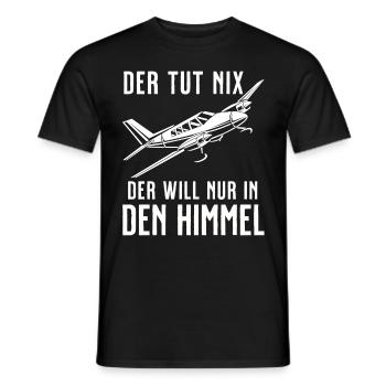 Airplane Tshirt Men's Helicopter Pilot Airplane - Men's T-Shirt - black - Front - AI Model Male 178 light (178cm)