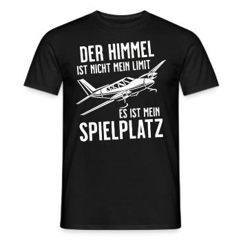 Airplane Tshirt Men's Helicopter Pilot Airplane - Men's T-Shirt - black - Front - AI Model Male 178 light (178cm)