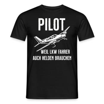 Airplane Tshirt Men's Helicopter Pilot Airplane - Men's T-Shirt - black - Front - AI Model Male 178 light (178cm)