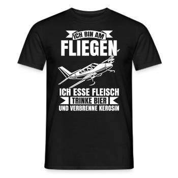 Airplane Tshirt Men's Helicopter Pilot Airplane - Men's T-Shirt - black - Front - AI Model Male 178 light (178cm)