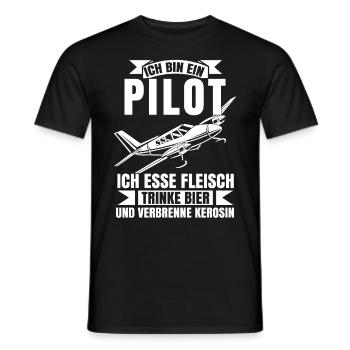 Airplane Tshirt Men's Helicopter Pilot Airplane - Men's T-Shirt - black - Front - AI Model Male 178 light (178cm)