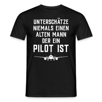 Airplane Tshirt Men's Helicopter Pilot Airplane - Men's T-Shirt - black - Front - AI Model Male 178 light (178cm)