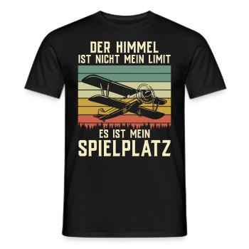 Airplane Tshirt Men's Helicopter Pilot Airplane - Men's T-Shirt - black - Front - AI Model Male 178 light (178cm)