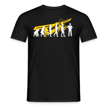 Airplane Tshirt Men's Helicopter Pilot Airplane - Men's T-Shirt - black - Front - AI Model Male 178 light (178cm)