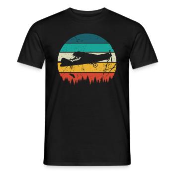 Airplane Tshirt Men's Helicopter Pilot Airplane - Men's T-Shirt - black - Front - AI Model Male 178 light (178cm)
