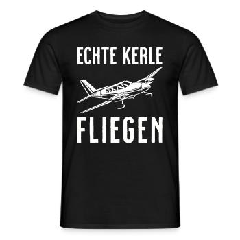 Airplane Tshirt Men's Helicopter Pilot Airplane - Men's T-Shirt - black - Front - AI Model Male 178 light (178cm)