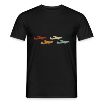 Airplane Tshirt Men's Helicopter Pilot Airplane - Men's T-Shirt - black - Front - AI Model Male 178 light (178cm)